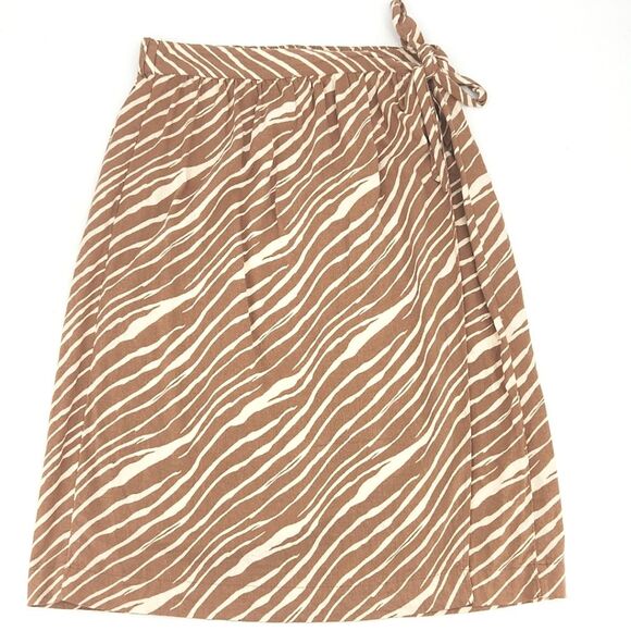 A New Day Midi Wrap Skirt Womens XXL Linen Blend High Rise Zebra Animal Print