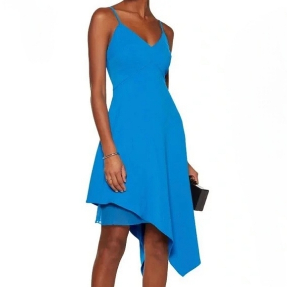 Alice + Olivia Beth Dress Size 2 Blue Asymmetrical Layered Quiet Luxury Wedding