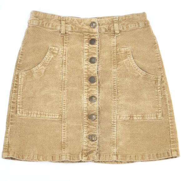 Altar’d State Button Distressed Corduroy Mini Skirt Womens Size Small Y2K Style