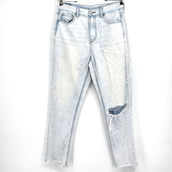 American Eagle Mom Jeans Size 10 Womens Light Blue Wash Denim High Rise Waist