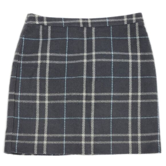 Ann Taylor LOFT Plaid Woven Skirt Women’s Size 6 Petite Dark Grey, Blue