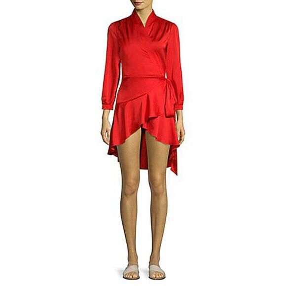 Anthropologie Few Moda Women’s Street Wrap Dress Saffron Red Small