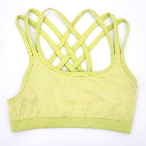 Athleta Sports Bra Size Small Womens Green Yellow Strappy Criss-cross Activewear