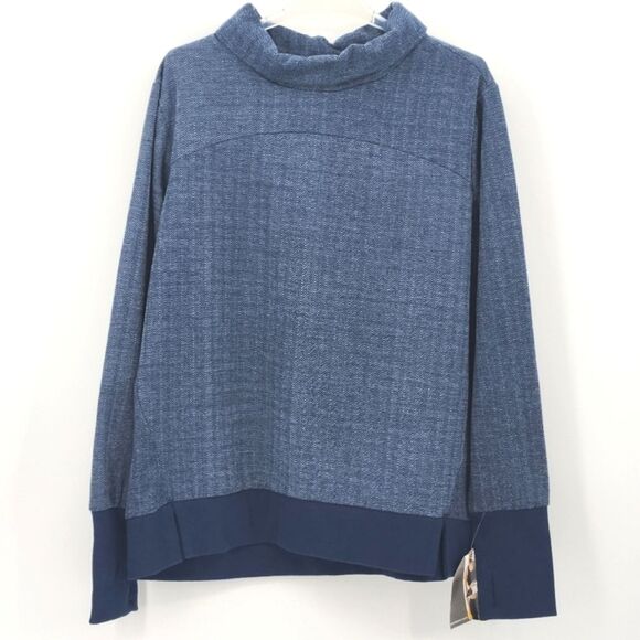 Avia Fleece Turtleneck Sweatshirt Womens Size XL Herringbone Pullover Athleisure