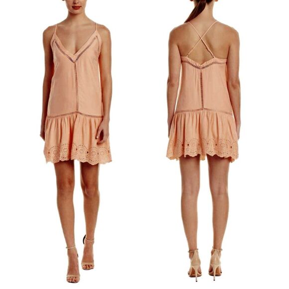 BB Dakota Karleen Eyelet Drop Waist Dress XS Pink
