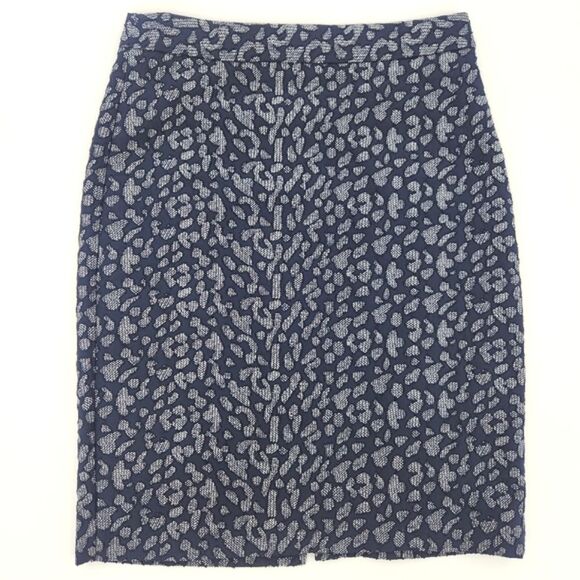 Banana Republic Jacquard Pencil Skirt Womens Size 4 Leopard Animal Print Work