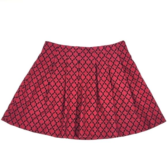 Banana Republic Textured Trefoil Print Pleated Skirt Women’s Size 10 Pink Black