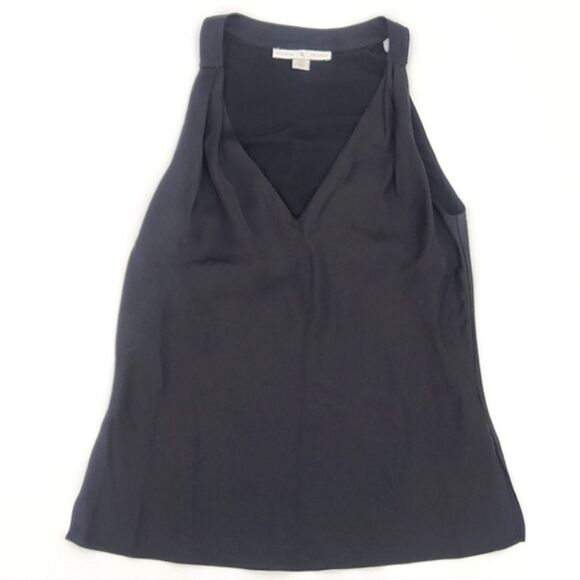 Boston Proper Nikki V Neck Charmeuse Blouse Top Womens Size 6 Black Minimalist