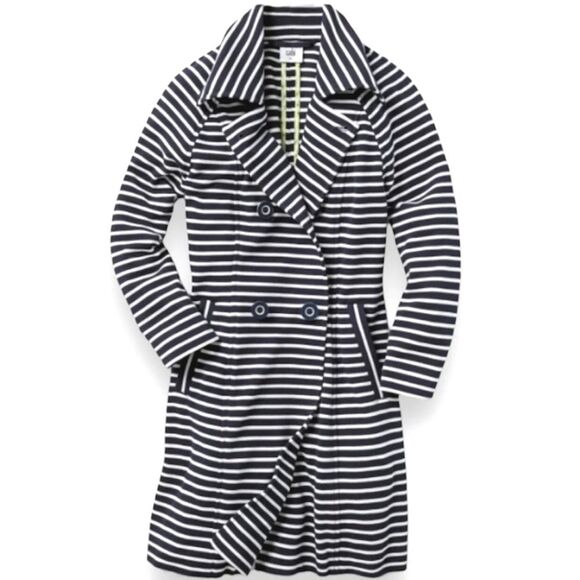 Cabi Jacket Double Breasted Trench Coat Womens Size XXS Maritime Nautical Stripe