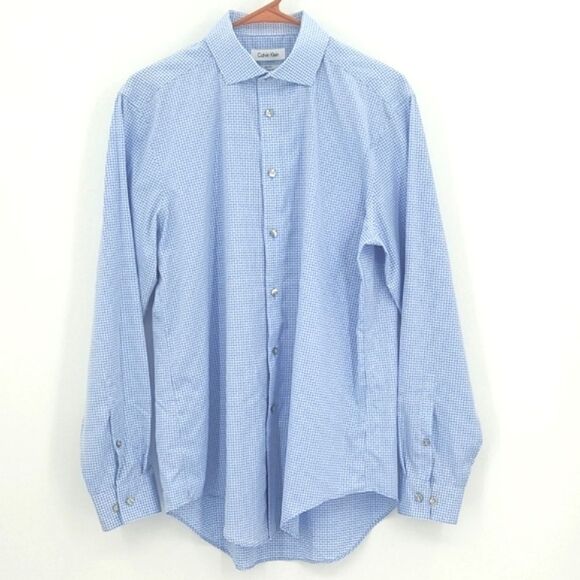 Calvin Klein Slim Fit Performance Non-Iron Men Shirt Size 15.5, 32/33 Button Up
