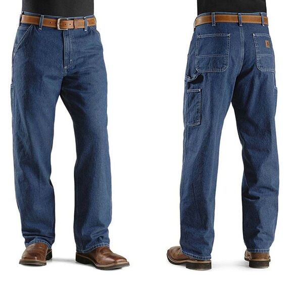 Carhartt Dungaree Fit Utility Blue Carpenter Jeans Workwear Pants Men’s 44×30