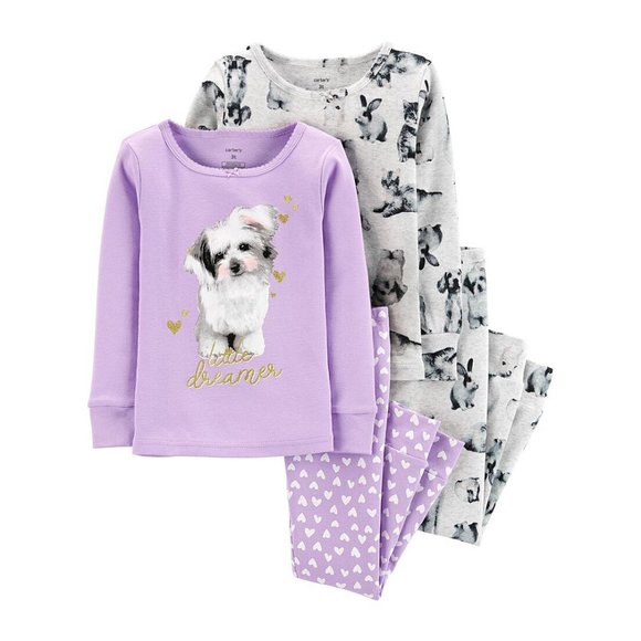 Carter’s 4pc Girls Snug Fit Cotton Puppy Kitty PJs
