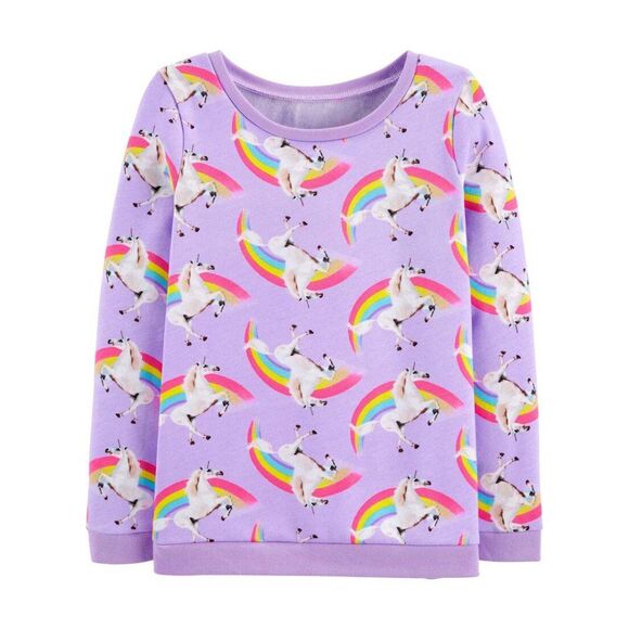 Carter’s Girl’s Unicorn Rainbow Graphic Print Fleece Crew Neck Sweatshirt 14