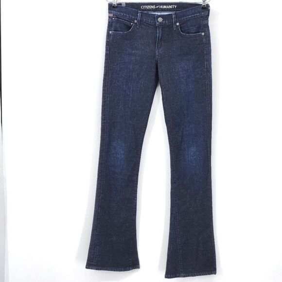 Citizens Of Humanity Flare Leg Mid- Rise Dark Blue Denim Jeans Womens Size 27