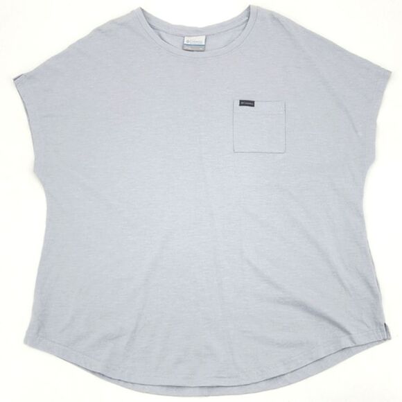 Columbia Cades Cape T-Shirt Tee Top Women Size 1X Light Blue Short Sleeve Pocket