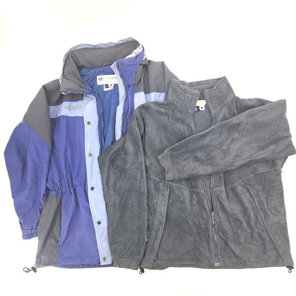 Columbia Fleece Core Interchange Hooded Jacket Coat Womens Size Large Blue Gray