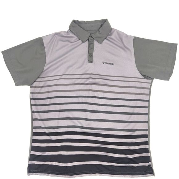 Columbia Omni-Wick Polo Shirt Men Extra Large XL Grey Striped Short Sleeve Gorp