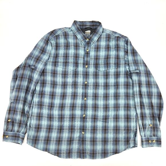 Columbia Titanium Shirt Size Extra Large XL Men Blue Black Button Up Long Sleeve