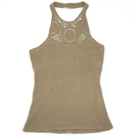 Crochet Knit Sweater Halter Top Women Size Small Coquette Feminine Y2K 90s Style