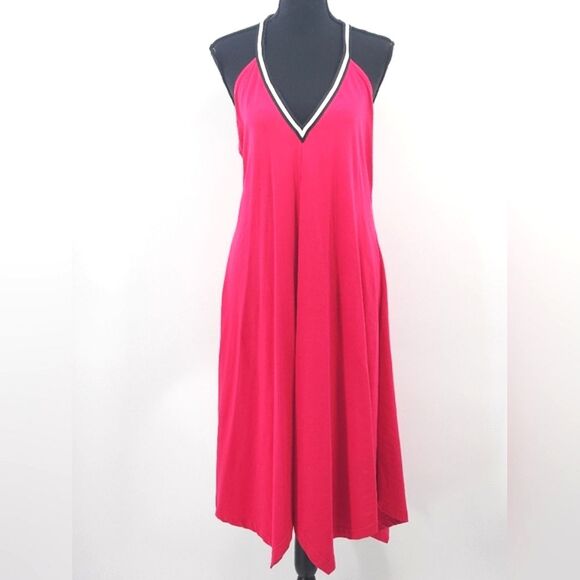 Cynthia Rowley Halter Dress Womens Size Medium Asymetrical Hem Pink Summer Vacay