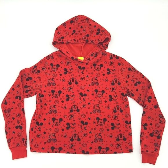 Disney Pullover Hoodie Womens Medium Mickey Mouse All Over Print Kidcore Cartoon