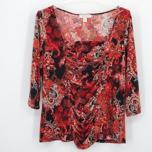 Dressbarn Blouse Shirt Women Size 1X Drape Front Fairy Grunge Boho Whimsigoth