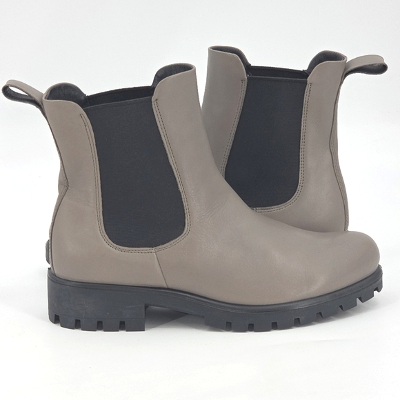 ECCO Modtray Chelsea Boots Booties Womens Size 7 Taupe Leather Lug Sole Edgy
