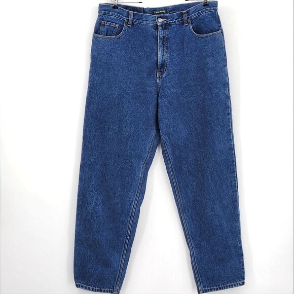 Eddie Bauer Jeans Women 18 Straight Leg High Rise Flannel Lined Blue Denim