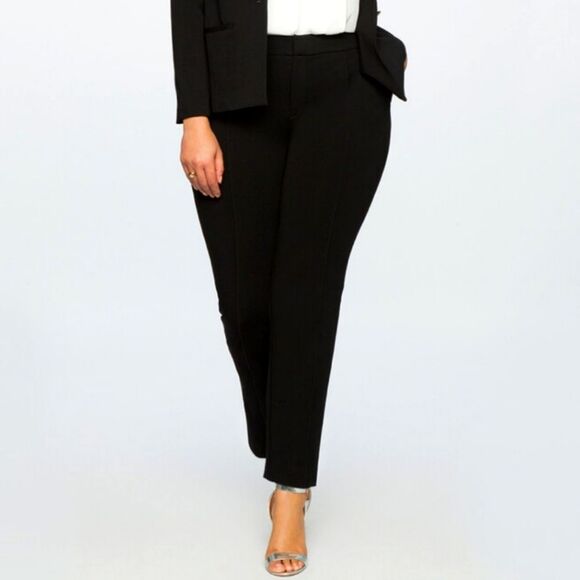 Eloquii Flat Front Black Stretch Work Dress Pants Womens Plus Size 24