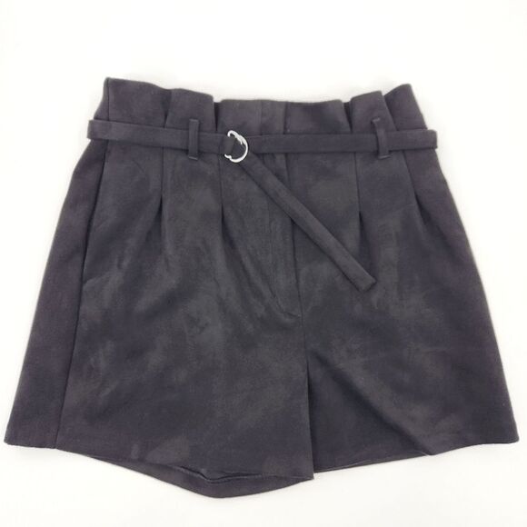 Express Midi Extreme High Rise Shorts Womens Size 10 Black Faux Suede Festival