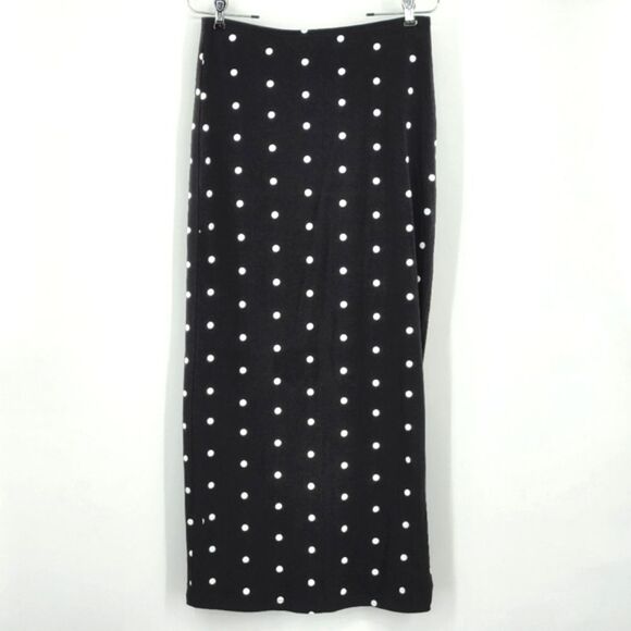 FabAlley Midi Straight Skirt Womens Size Medium Side Slit Polka Dots 90s Style