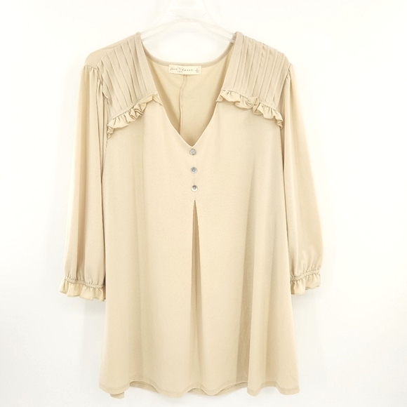 Fair Haven Tunic Top Blouse Womens Size 3XL Ruffles Boho Cottage Western Peasant