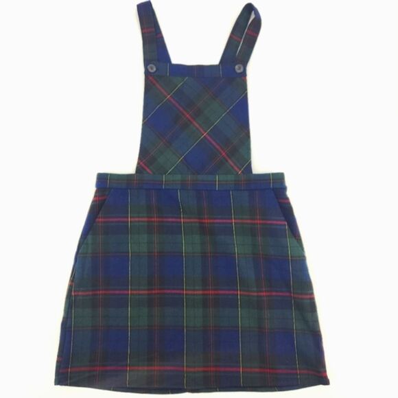 Forever21 Overall Dress Womens Large Plaid Pinafore Dark Academia Preppy Goth