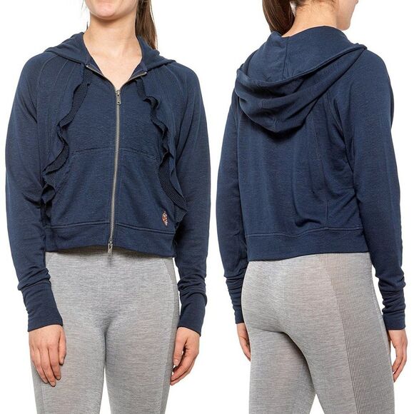 Free People True Navy Game Plan Hooded Jacket