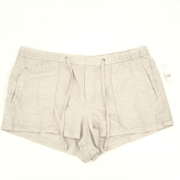 Gap Shorts Size XXL WomensFlax Beige Pull On Linen Utility High Waist Drawstring