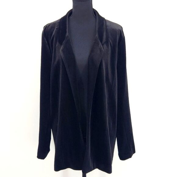Gibson Latimer Open Front Black Velvet Jacket Blazer Women’s Size XL