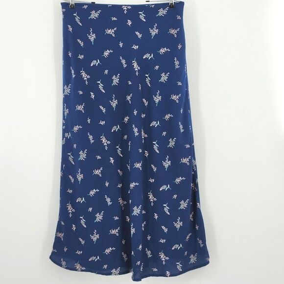 Good Luck Gem Long Midi Skirt Size Extra Large XL Navy Blue Floral Flowy Fairy