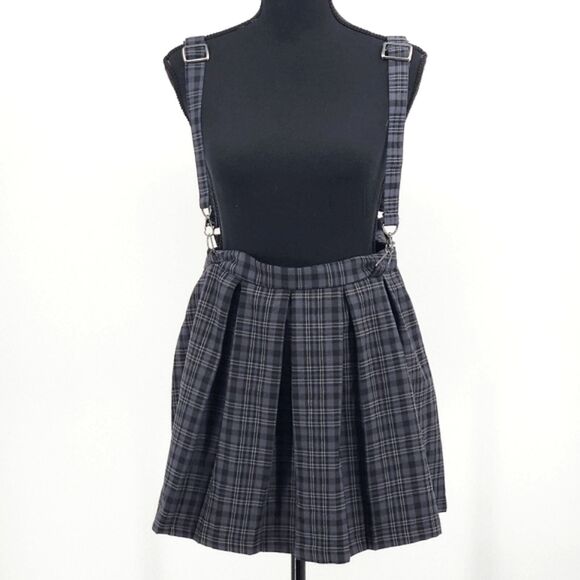 Hot Topic Mini Skirt Overalls Size Medium Women Plaid Schoolgirl Preppy Goth 90s