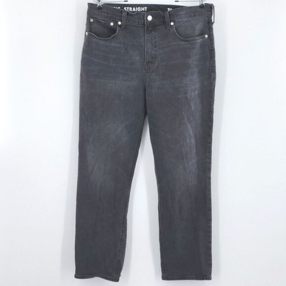 J Crew 90s Classic Straight Jeans Womens Size 31 Black Fade High Rise Retro Norm