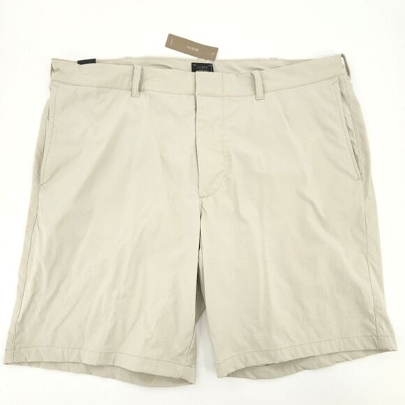J Crew 9" Tech Shorts Mens Size 38 Stone Khaki Stretch Nylon UPF 50+ Preppy Golf