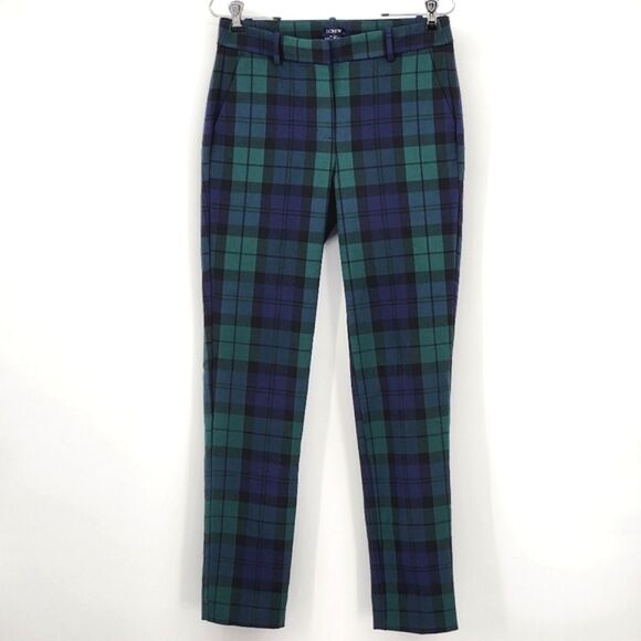 J Crew Full Length Straight Leg Ruby Dress Pants Black Watch Plaid Womens Size 4