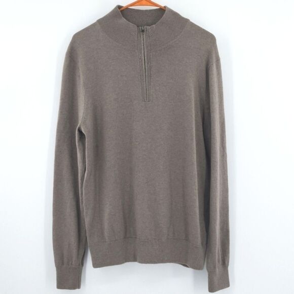 J Crew Half-Zip Sweater Mens Size Medium Merino Wool Blend Soft Winter Preppy