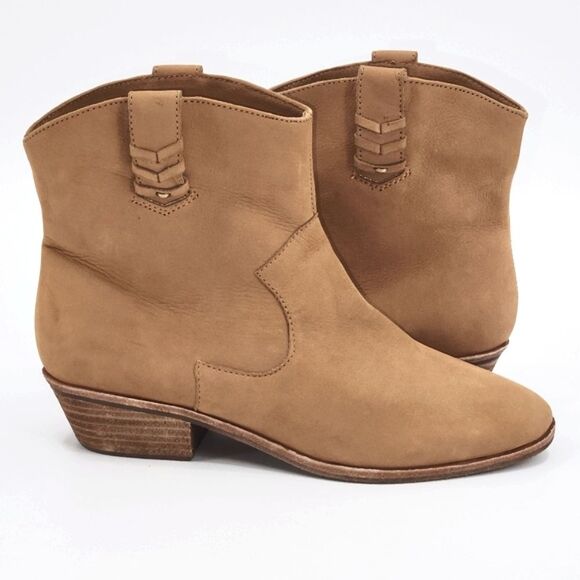 Jack Rogers Stella Pull On Western Ankle Boots Booties Womens Size 8 Tan Brown