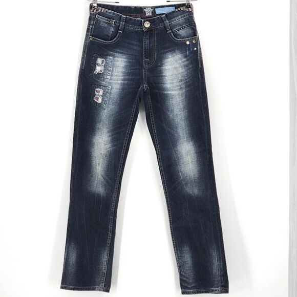 Jack & Jones O Yanker Raymond Jeans Size 28×32 Men Distressed Black Straight Leg