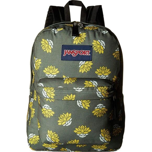 JanSport SuperBreak Muted Green & Yellow Lilly Flower Floral Print Backpack …