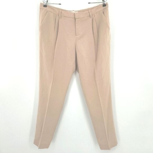 Joie Dress Pants Trousers Womens Size 10 Tan Pleated Front Office Work Business