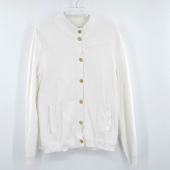 Jones New York Cardigan Sweater Womens Size XL White Ivory Old Money Preppy Chic