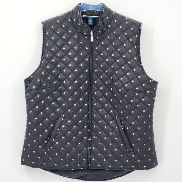 Karen Scott Quilted Puffer Vest Womens Size XL Polka Dots Gorpcore Outdoors