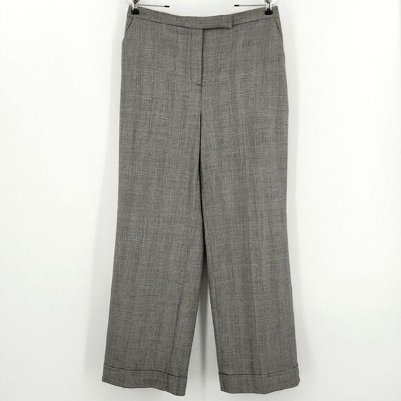 Kate Hill Trouser Pants Womens 12P Wool Plaid Lined Wide Leg Flat Front Academia