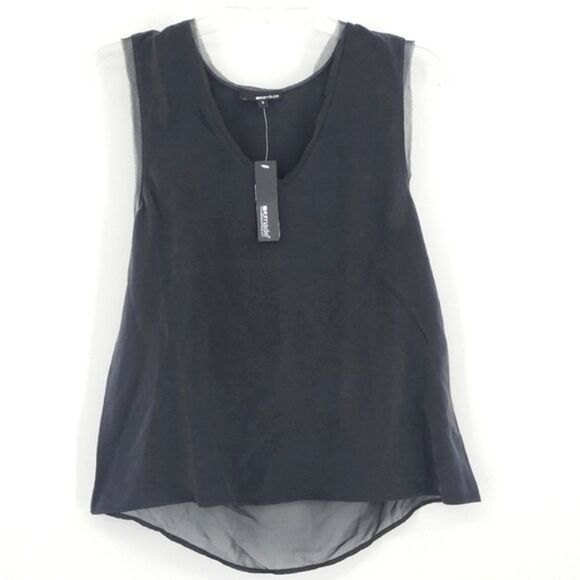 LA Made Kristine Silk Tank Top Tunic Womens Size Small Black Lagum Minimalist